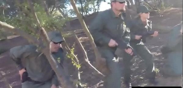 Border agent fucks two stunning babes outdoors